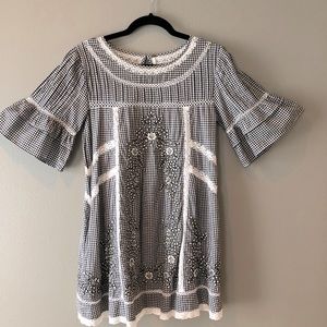 Free People Black & White Gingham Dress Size XS.
